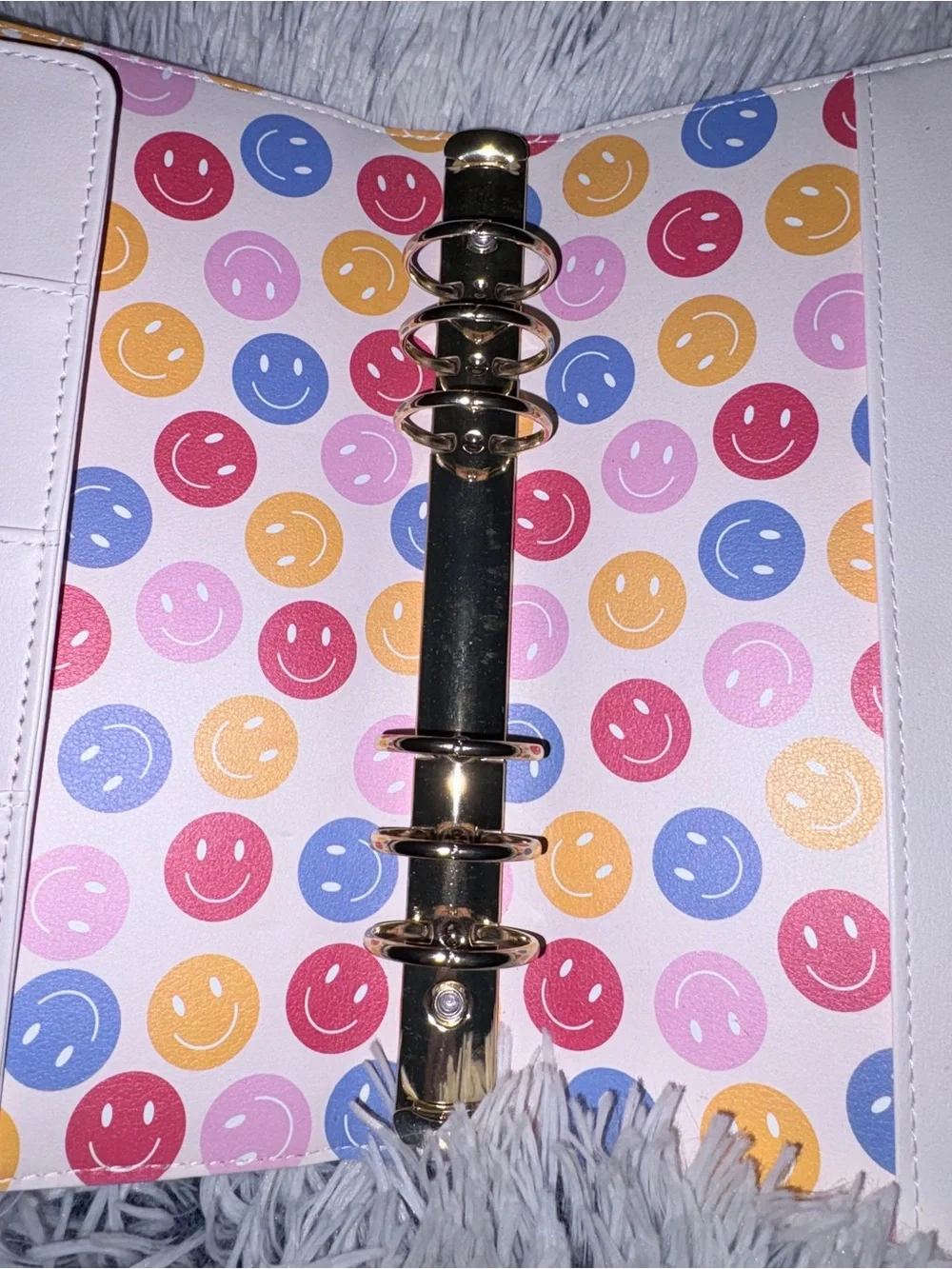 White Planner with Yellow Smiley & Snap Closure - Good Vibes